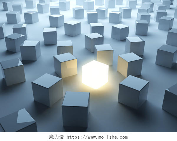 白色空间立体方块光亮方块